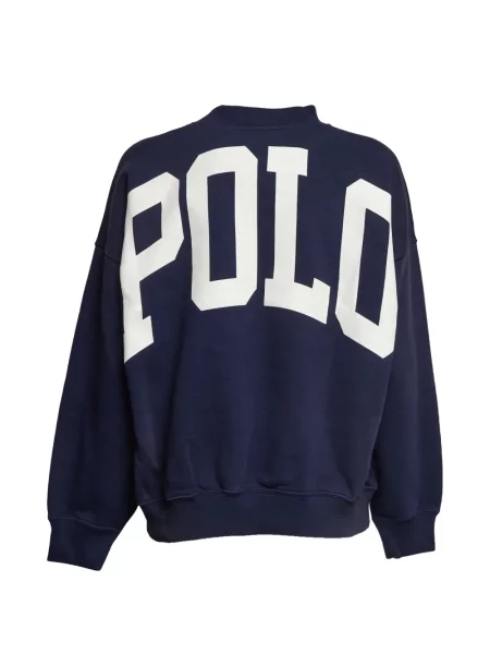 Плетен топ Polo Ralph Lauren плетена с автограф синьо