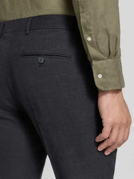 Spodnie garniturowe o kroju slim fit z domieszką wełny i lnu model OASIS' Selected Homme czarne