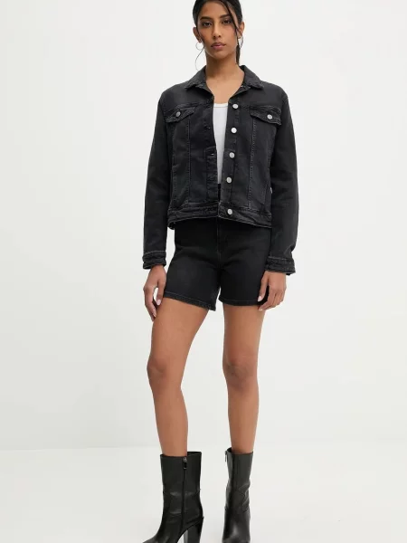 Джинсові шорти Answear Lab однотонна висока посадка чорний