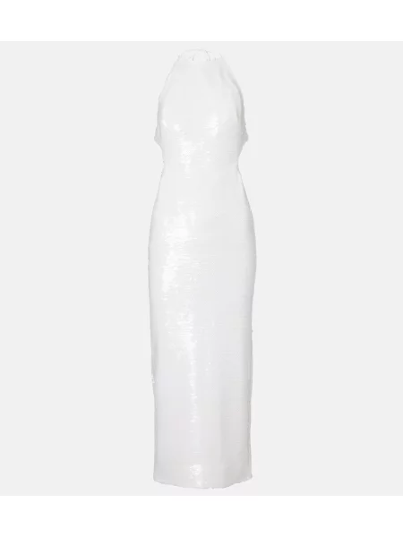 Rochie midi The New Arrivals Ilkyaz Ozel până la genunchi cu gât halter de costum alb