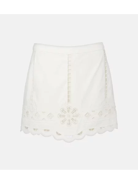 Fustă Isabel Marant cu broderie alb