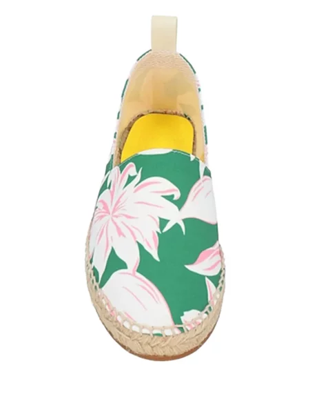 Espadrile Maison Kitsune cu model floral verde