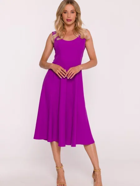 Rochie midi Stylove fără mâneci evazată violet