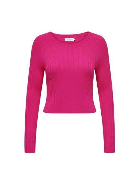 Dzianinowy krótki sweter Only różowy
