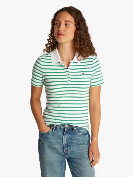 Tommy Hilfiger polo majica z bombažem zelena