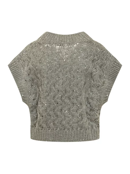 Sweter Brunello Cucinelli z cekinami szary