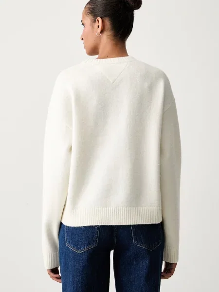 Tommy Jeans sweter z dodatkiem wełny beżowy