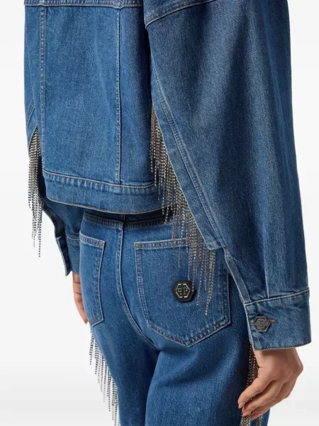 Geacă de blugi Philipp Plein de cristal albastru