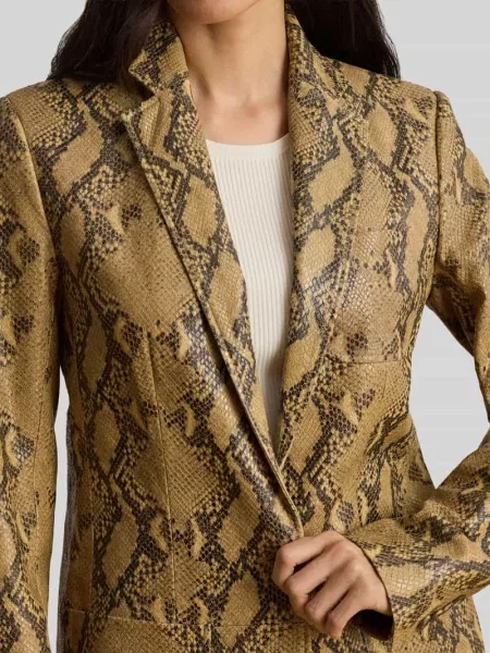'krój regular fit kurtka skórzana z naturalnej skóry jagnięcej Lauren Ralph Lauren beżowa
