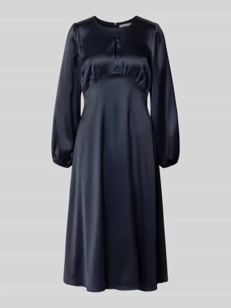 Sukienka midi z satyny z wycięciem w kształcie łezki Christian Berg Woman Selection granatowa