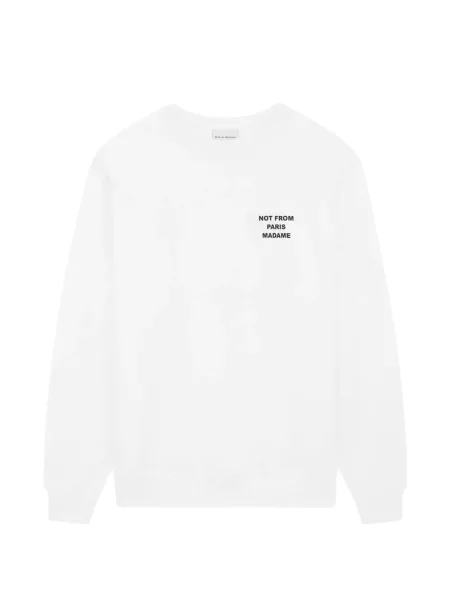 Slogan hanorac crewneck Drole De Monsieur alb