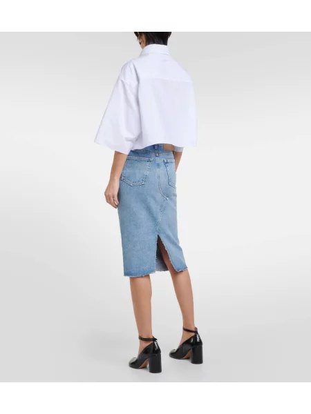 Fustă din denim Mm6 Maison Margiela până la genunchi albastru