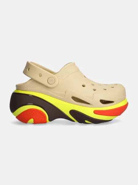 Crocs klapki Bubble Crush Clog na platformie beżowy