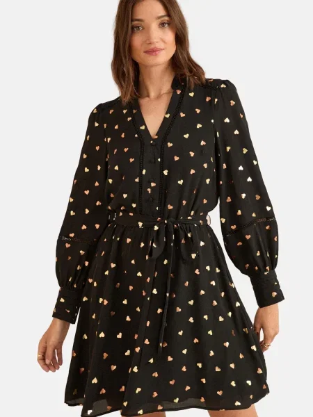 Love & roses Obleka slonovina / svetlo oranžna črna