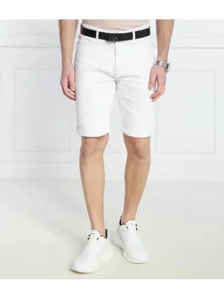 HUGO De blugi pantaloni scurți | Tapered fit alb