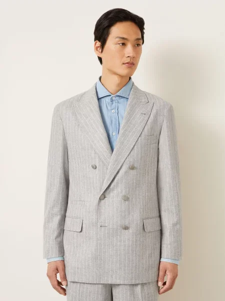 Brunello Cucinelli Oblek Slim Fit světle šedá bílá