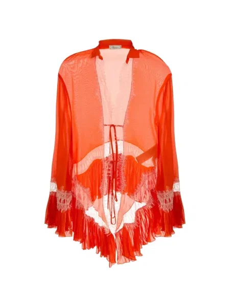 Bluză Blumarine cu volane din dantelă portocaliu