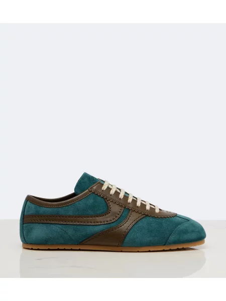 Sneakerși Dries Van Noten din piele de căprioară albastru