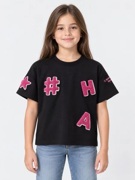 Hilal Akinci Kids Tričko HİLAL AKINCI KİDS Baumwoll-T-Shirt mit kurzen Ärmeln' černá