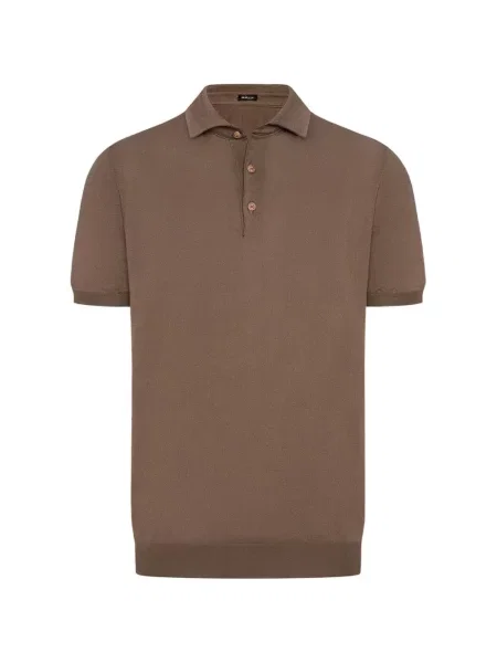 Scurt tricou polo Kiton maro