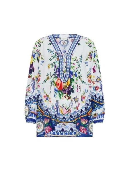 Wielobarwność bluzka Camilla sznurowana koronkowa