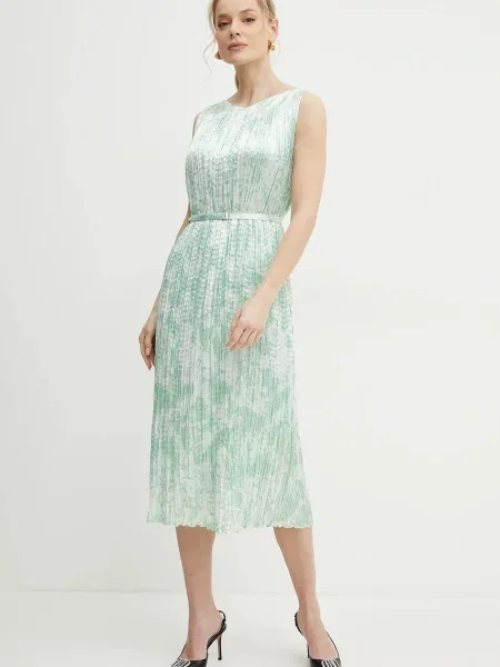 BOSS sukienka midi prosta zielona