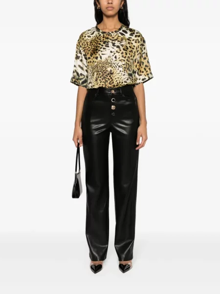 Šilkinis raštuotas palaidinė Roberto Cavalli leopardinis