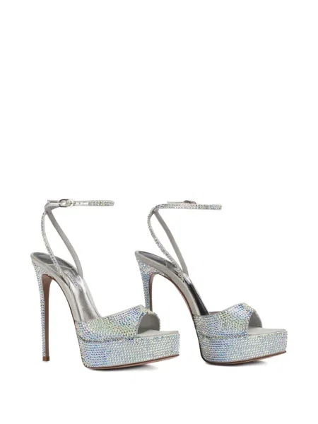 Papuci tip mules Le Silla de cristal argintiu