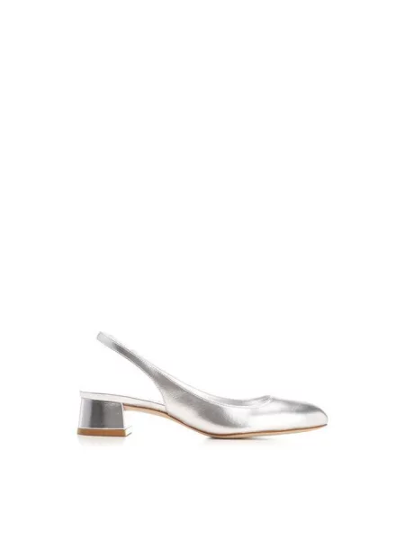 Czółenka Stuart Weitzman skórzana z otwartą piętą szara