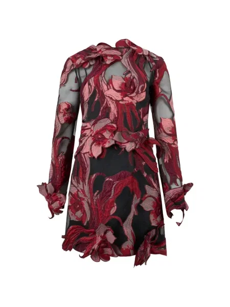 Lung rochie mini Alberta Ferretti cu model floral negru