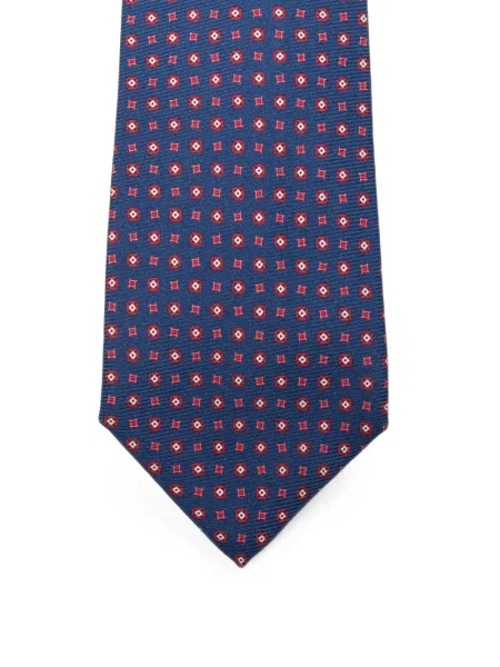Cravată Kiton cu imagine cu imprimeu geometric albastru