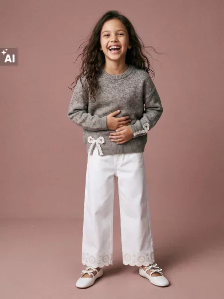 Sinsay Svetr s vlnou a mašličkami béžová