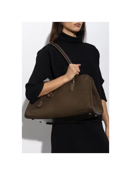 Torebka Stella Mccartney zamszowa z odkrytymi ramionami brązowa