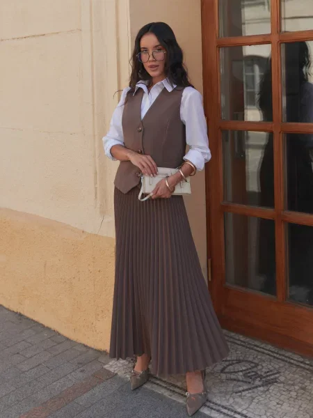 Спідниця максі Seventeen бавовна/віскоза коричневий