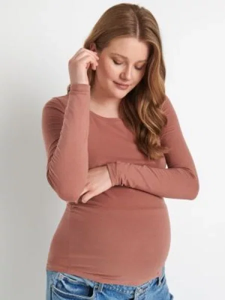 Sinsay Tričko s vysokým podílem bavlny a dlouhými rukávy MÁMA růžová