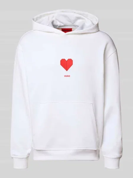Bluza z kapturem o kroju regular fit z czystej bawełny model ‘DALENTINOS’ Hugo biała