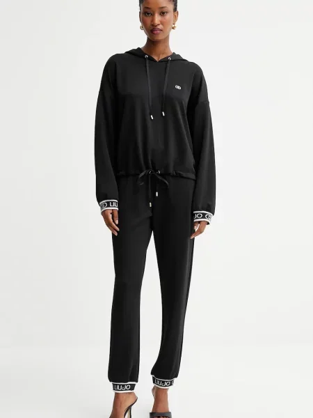Liu Jo bluza z kapturem gładka czarny