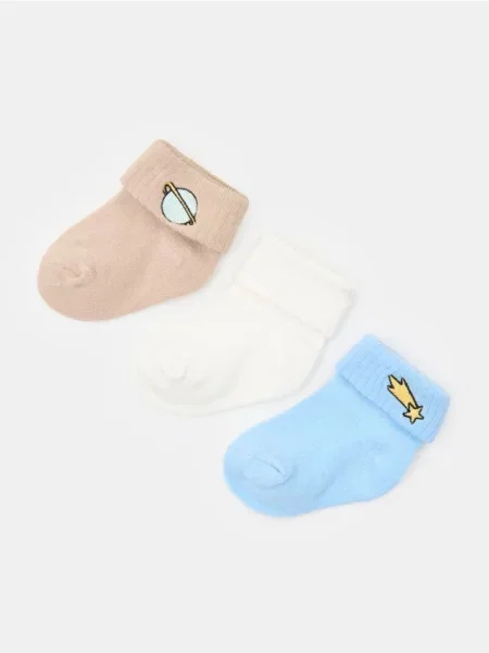 Sinsay Dlouhé ponožky s výšivkou 3 pack vícebarevná