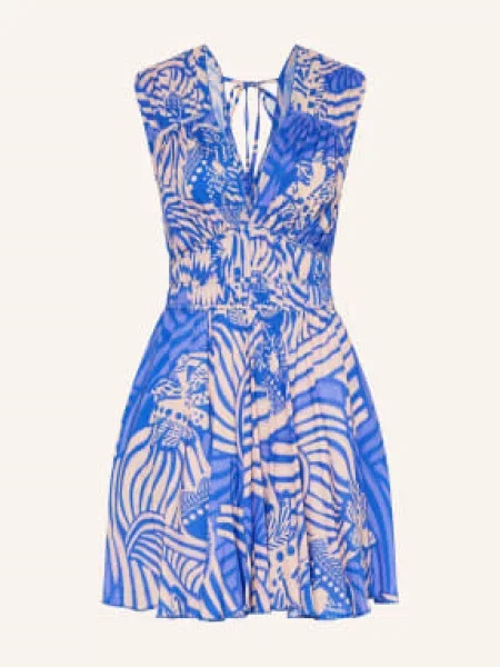 Poupette St Barth Plážové Šaty Ciao modrá béžová