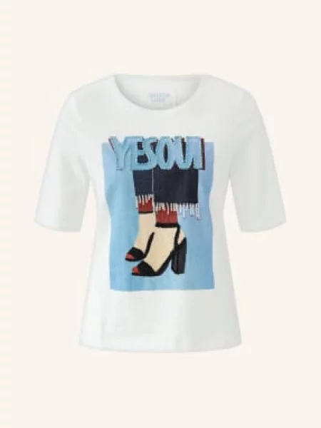 Oui Tričko S Ozdobnými Korálky bílá