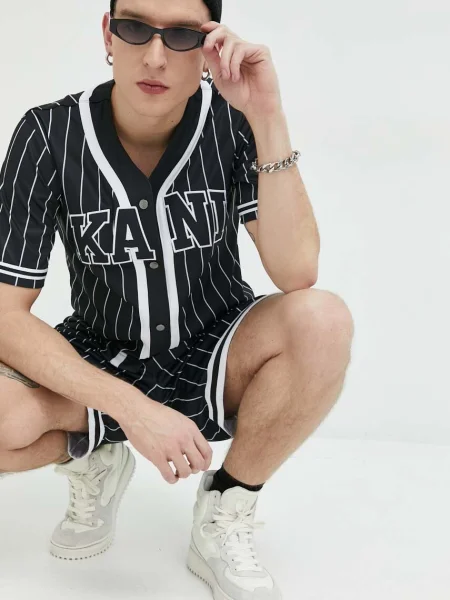 Риза Karl Kani на райета бяло