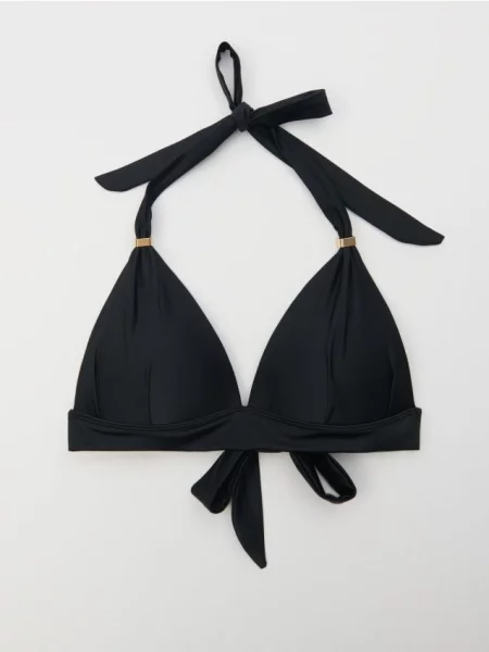 Трикутний Верх Бікіні із Зав’язками на Шиї та Спині чорний