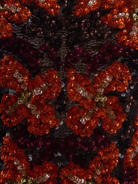 Top P.a.r.o.s.h. cu paiete cu model floral portocaliu