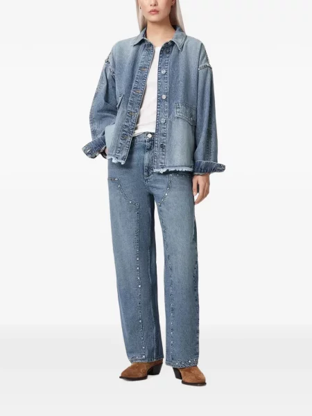Blugi conici Allsaints cu talie înaltă albastru