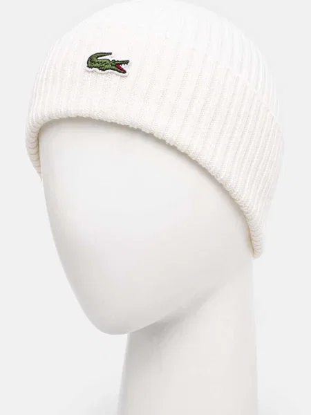 Вовняна шапка Lacoste вовна білий