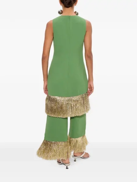 Pantaloni Simon Miller cu franjuri verde