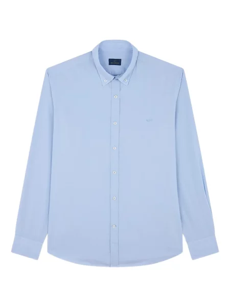 Cămașă Paul & Shark cu broderie din poplin albastru