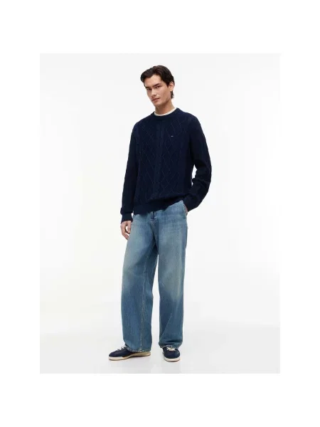 Geacă de blugi Tommy Jeans tricotate albastru