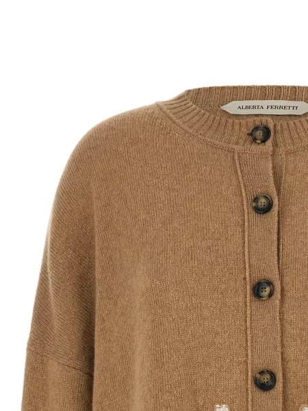 Cardigan Alberta Ferretti din dantelă maro