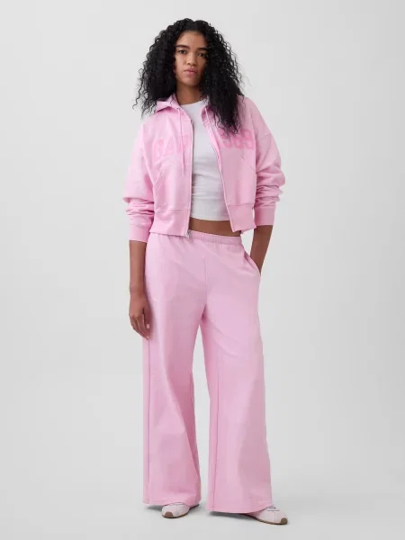 Pantaloni largi Gap roz